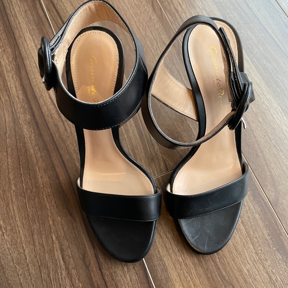 Gianvito Rossi Black Leather Ankle Strap Heels | Made in Italy | Size 36 Europe